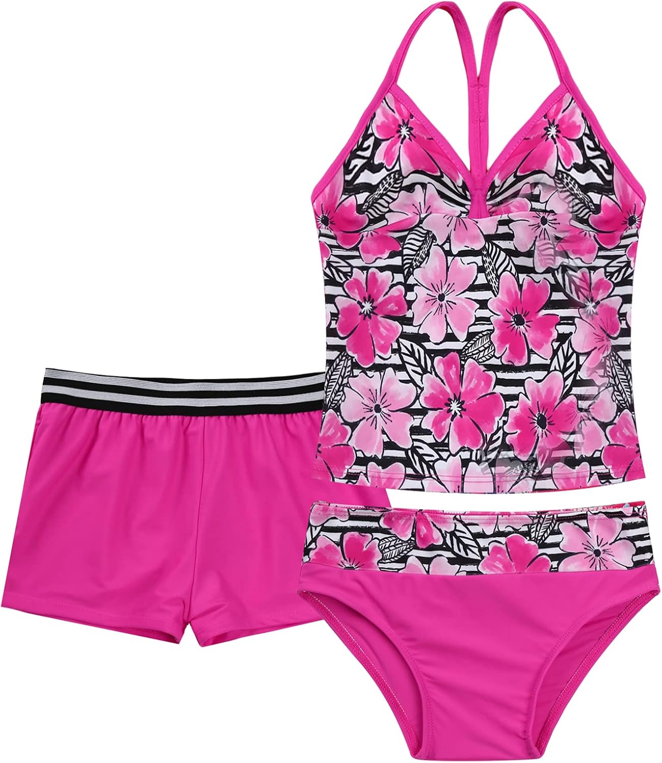 Kaerm Kids Girls Rash Guard Triangle Bikinis Tankini Sets Athletic Gym Dance Swimwear Swimsuit