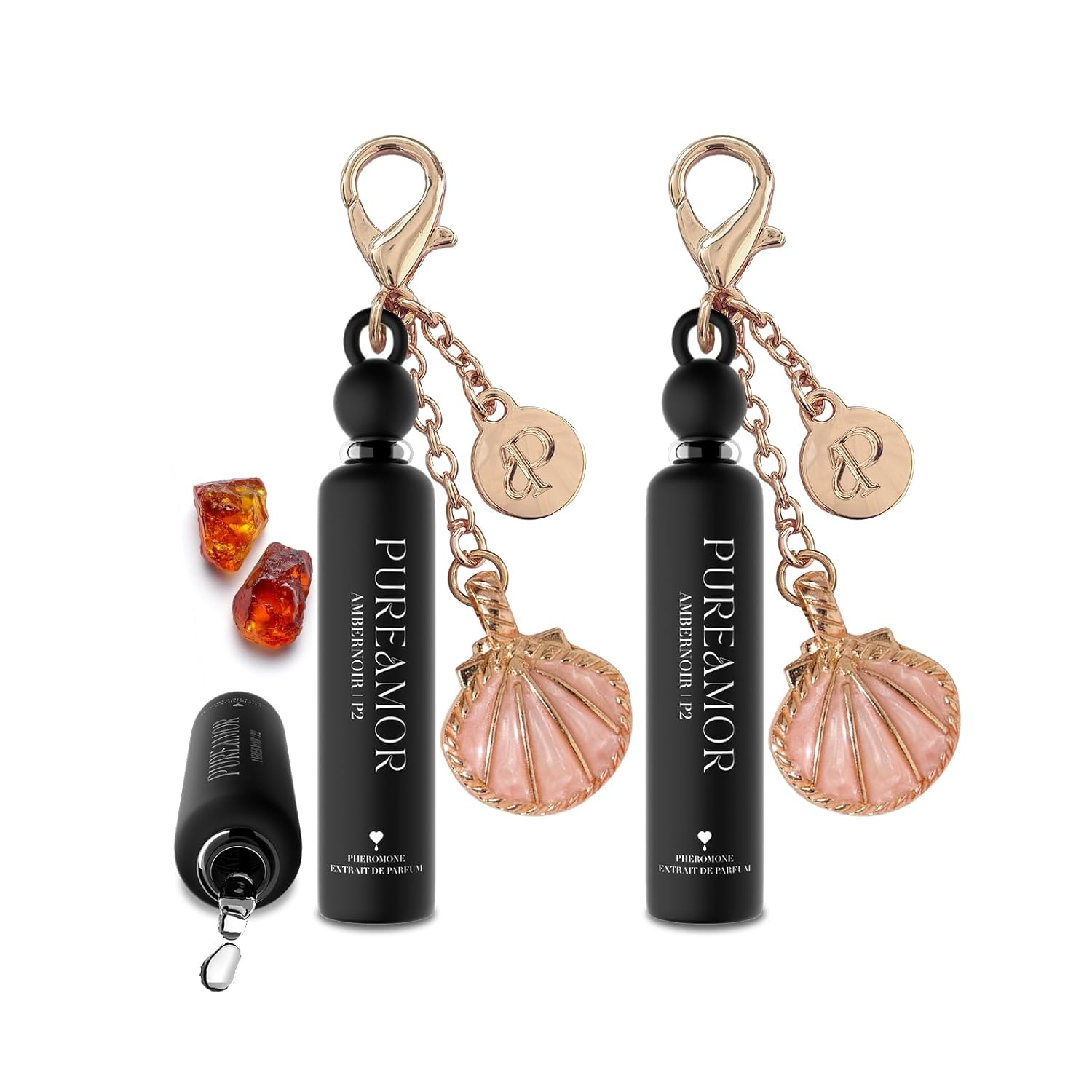 PUREAMOR Pheromone Perfume for Women, Amber Noir 2-Pack Keychain Perfume – Bold Gourmand Scent with Coffee, Vanilla & Jasmine, Long Lasting Extrait de Parfum, 0.07 oz / 2 ml Each PUREAMOR Pheromone Perfume for Women, Amber Noir 2-Pack Keychain Perfume – Bold Gourmand Scent with Coffee, Vanilla & Jasmine, Long Lasting Extrait de Parfum, 0.07 oz / 2 ml Each