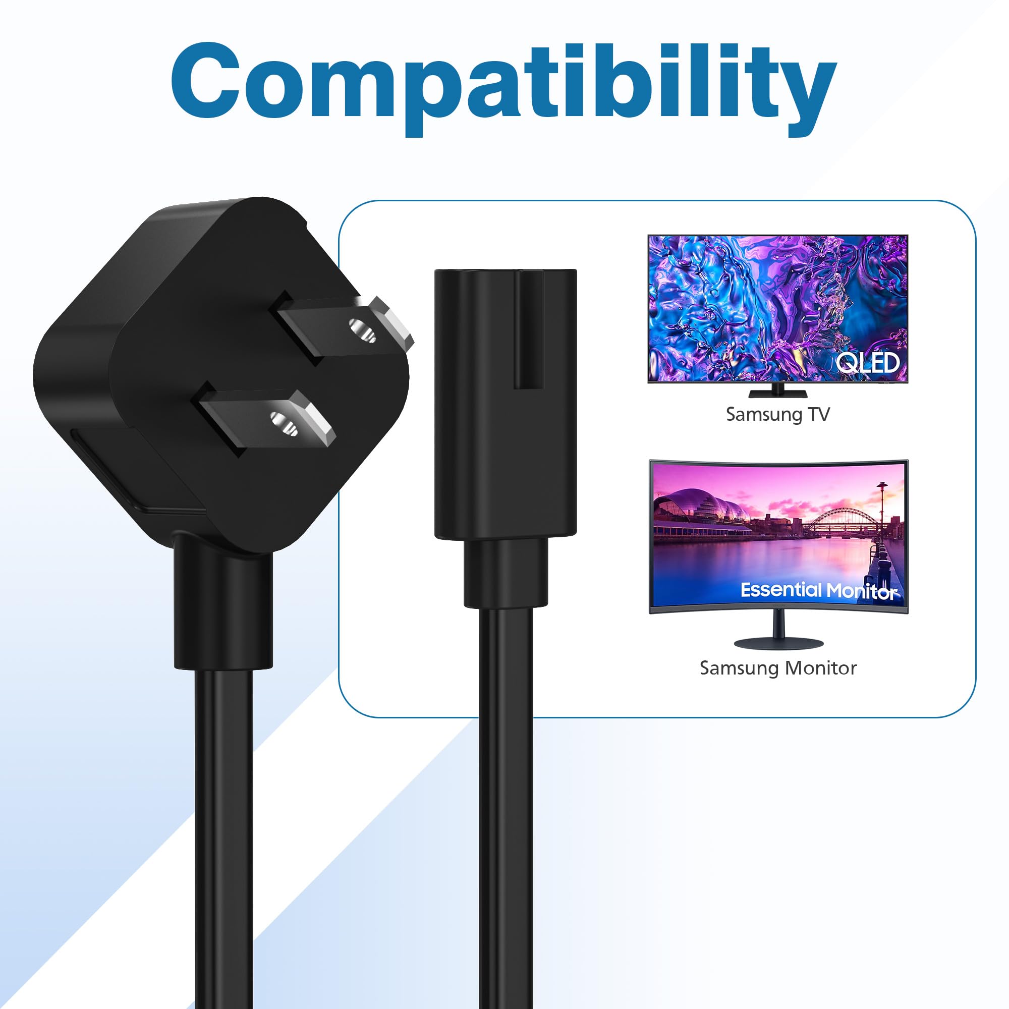 Amazon.com: AGVEE 6.6ft TV Power Cord for Samsung, 90 Degree ETL