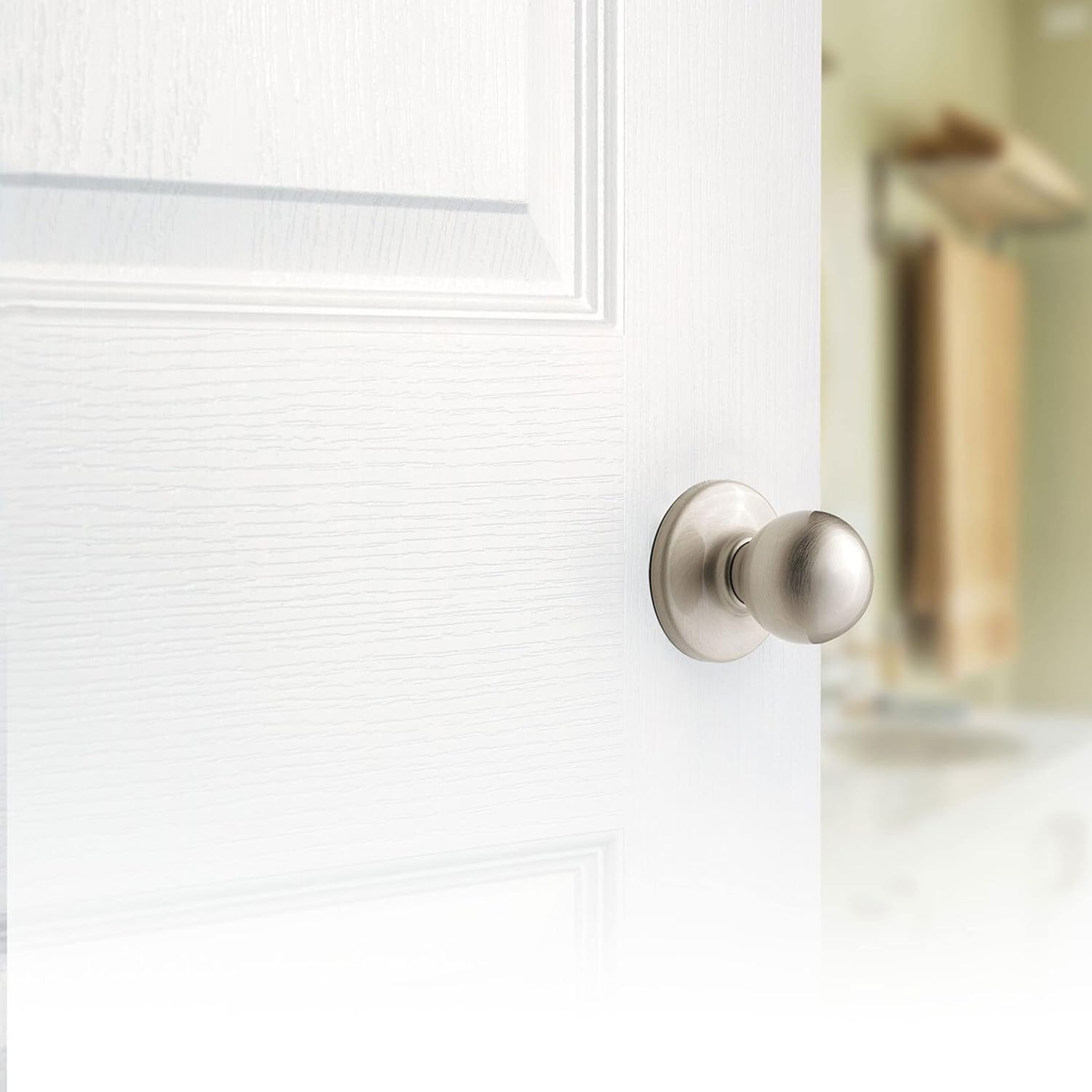 Kwikset Polo Interior Passage Door Knob, Handle For Closet and Hallway Doors, Non-Locking Doorknob in Satin Nickel, with Microban Protection