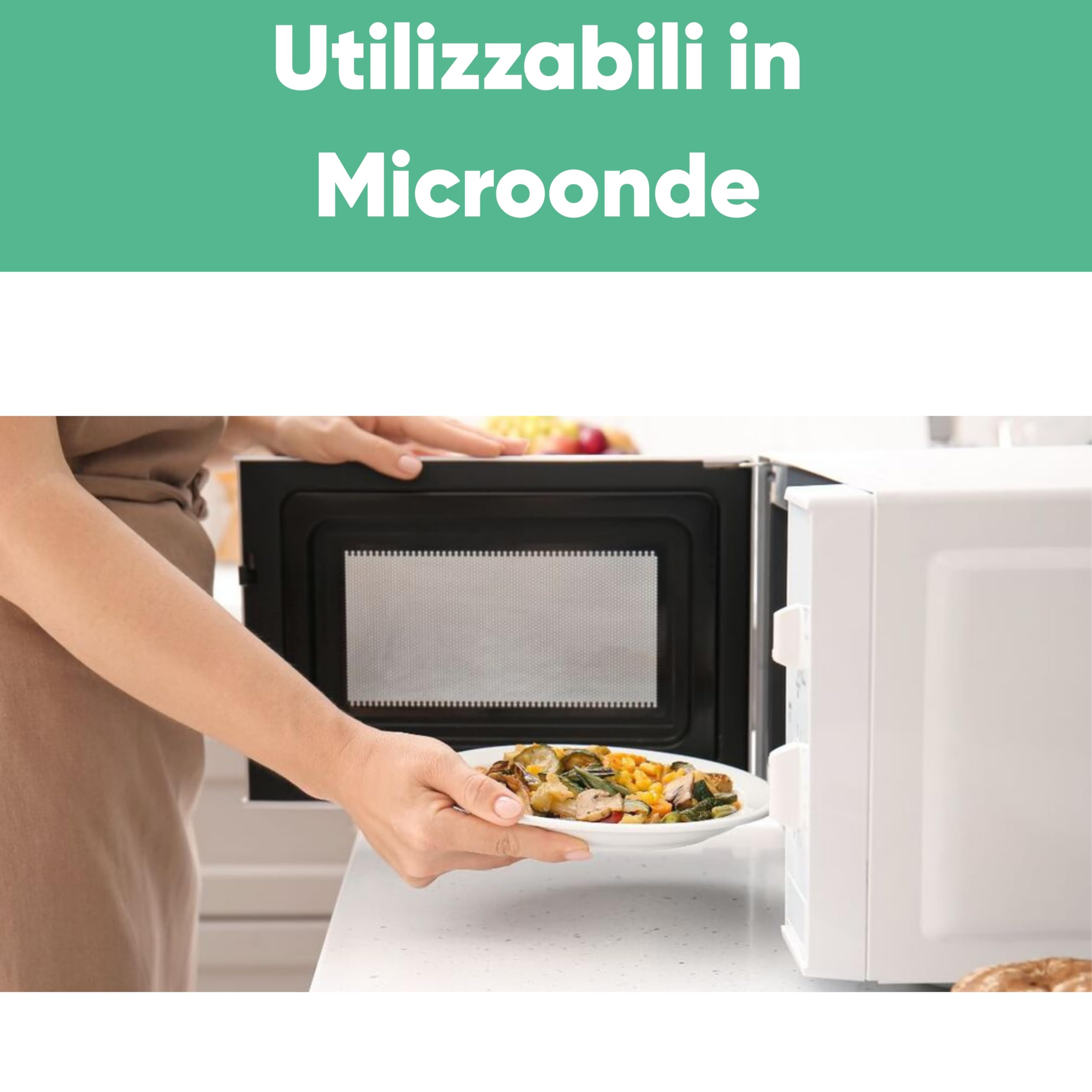 300 Piatti Piani Bianchi da Ø21cm - RIUTILIZZABILI - Base Antiscivolo, Robusti e Lavabili - Ideali per Sagre, Feste, Eventi - Scelta Ecologica e Sostenibile