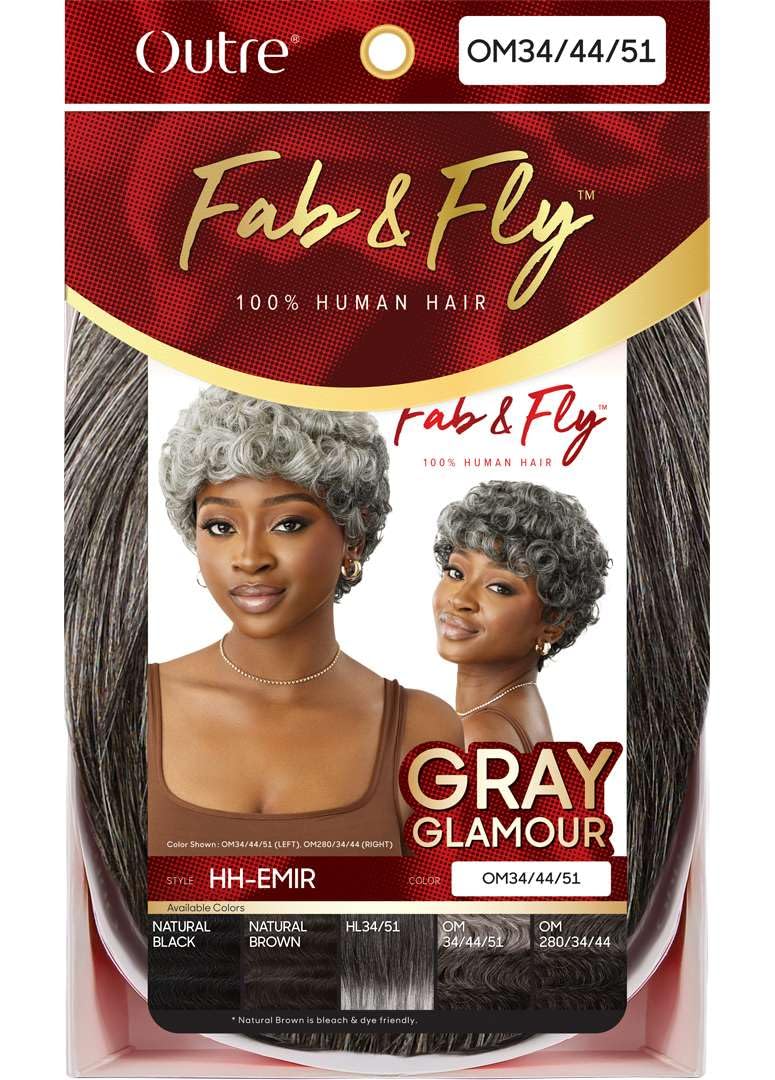 Outre Fab & Fly Full Cap Wig Gray Glamour - Human Hair - Emir (HL34/51)