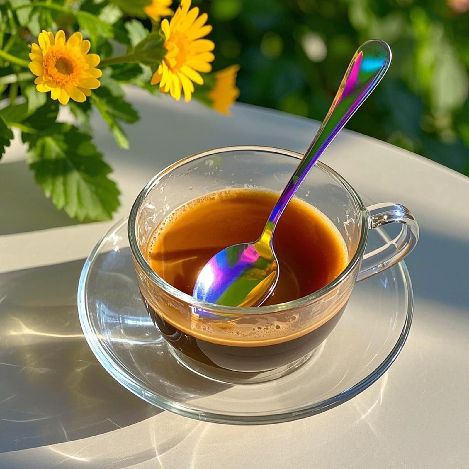 25 Cucchiaini da Caffè Colorati Arcobaleno, 13,5 cm, in acciaio inox con rivestimento in titanio colorato, per tè, caffè, Latte, per Mescolando cucchiai da dessert di marmellata di espresso