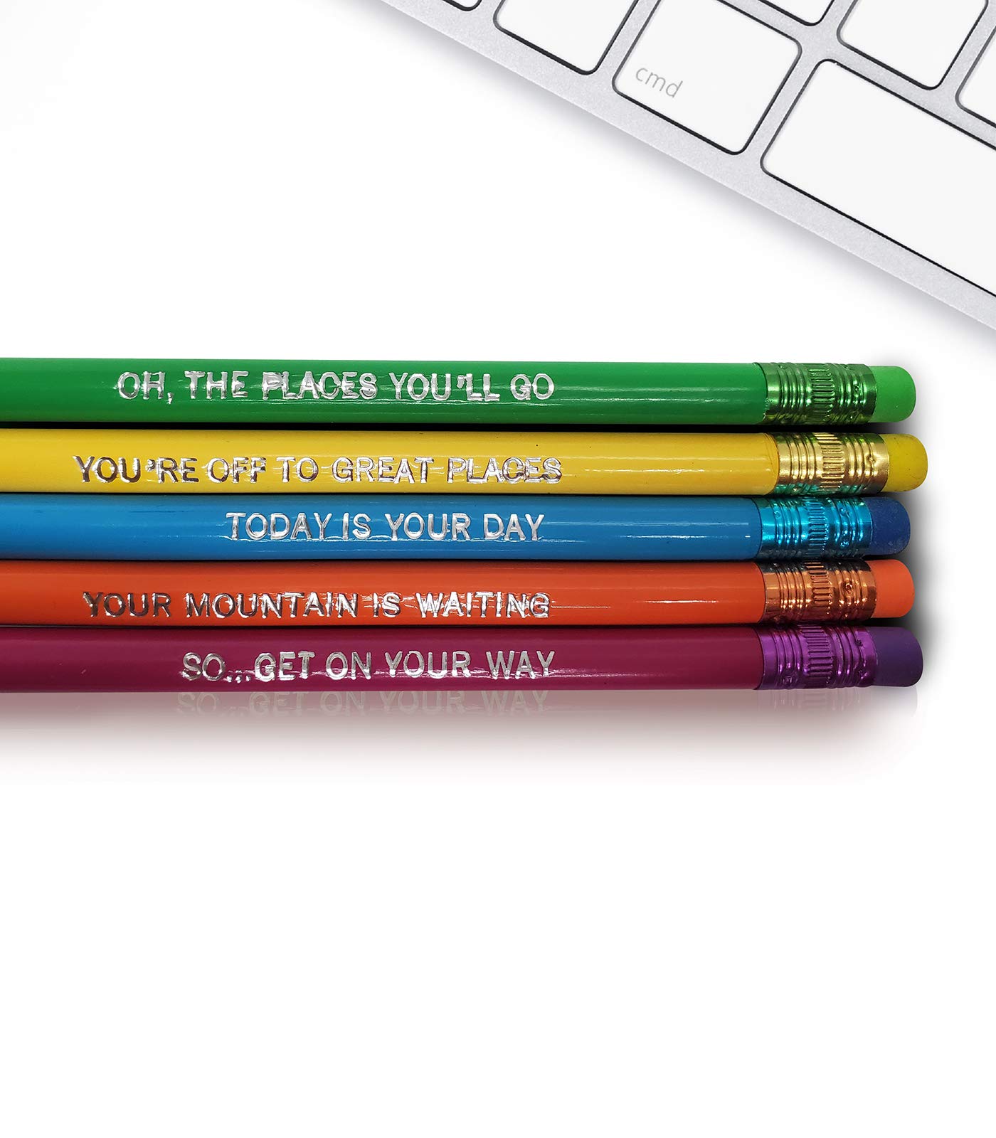 Fresh Prints of CTOh the Places Inspirational Pencils Engraved With Funny And Motivational Sayings For School And The Office