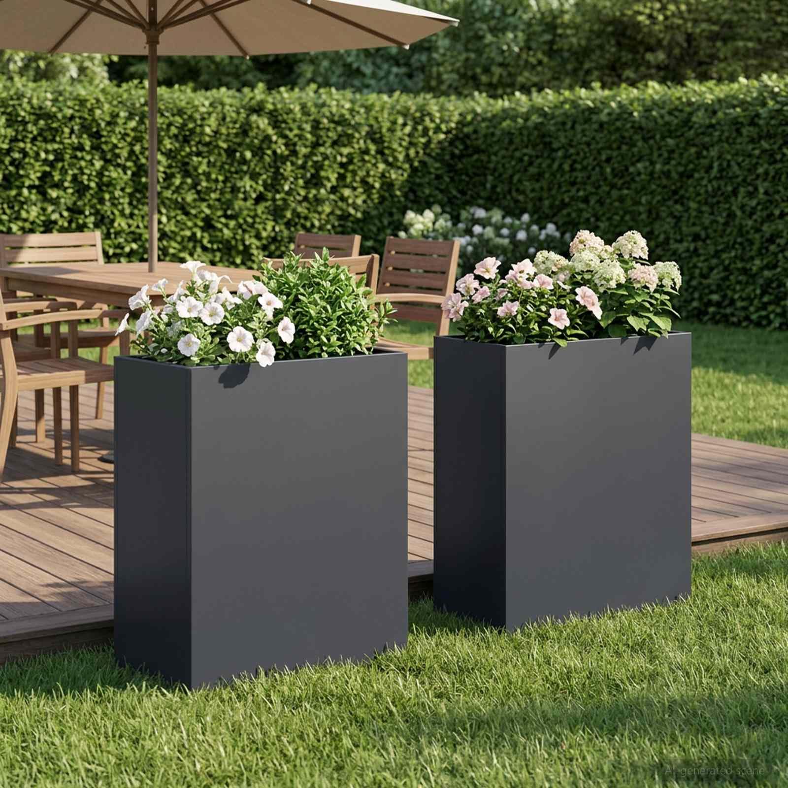 Genérico Macetero de Jardín 2 uds. Gris Antracita 40 x 20 x 50 cm,Casa y jardín,Maceteros y jardineras,7.7 kg-8005419
