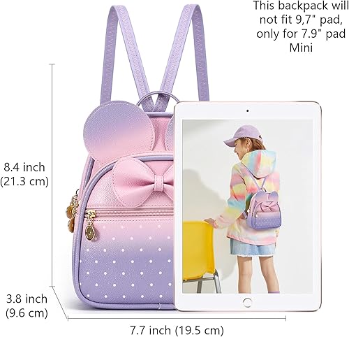 Miniatura 2 de KL928 - Mochila miniatura con diseño de lunares, linda, con nudo ojal, para mujeres y niñas, que se puede usar también como morral o bolso