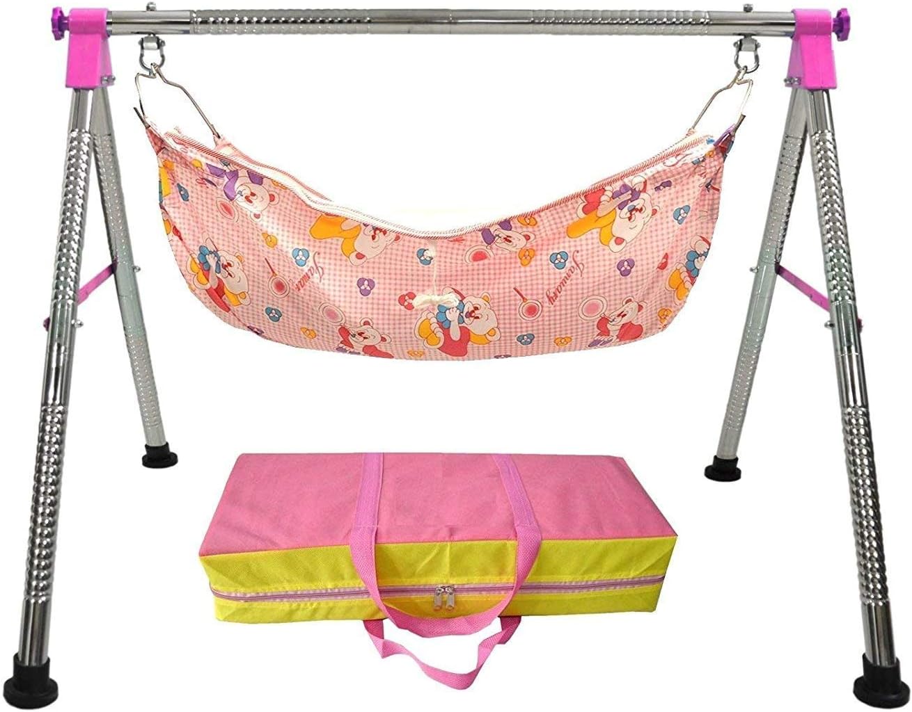 WESTTURN Indian Style Ghodiyu Born Baby Sleep Swing Cradle, (Pink) 1