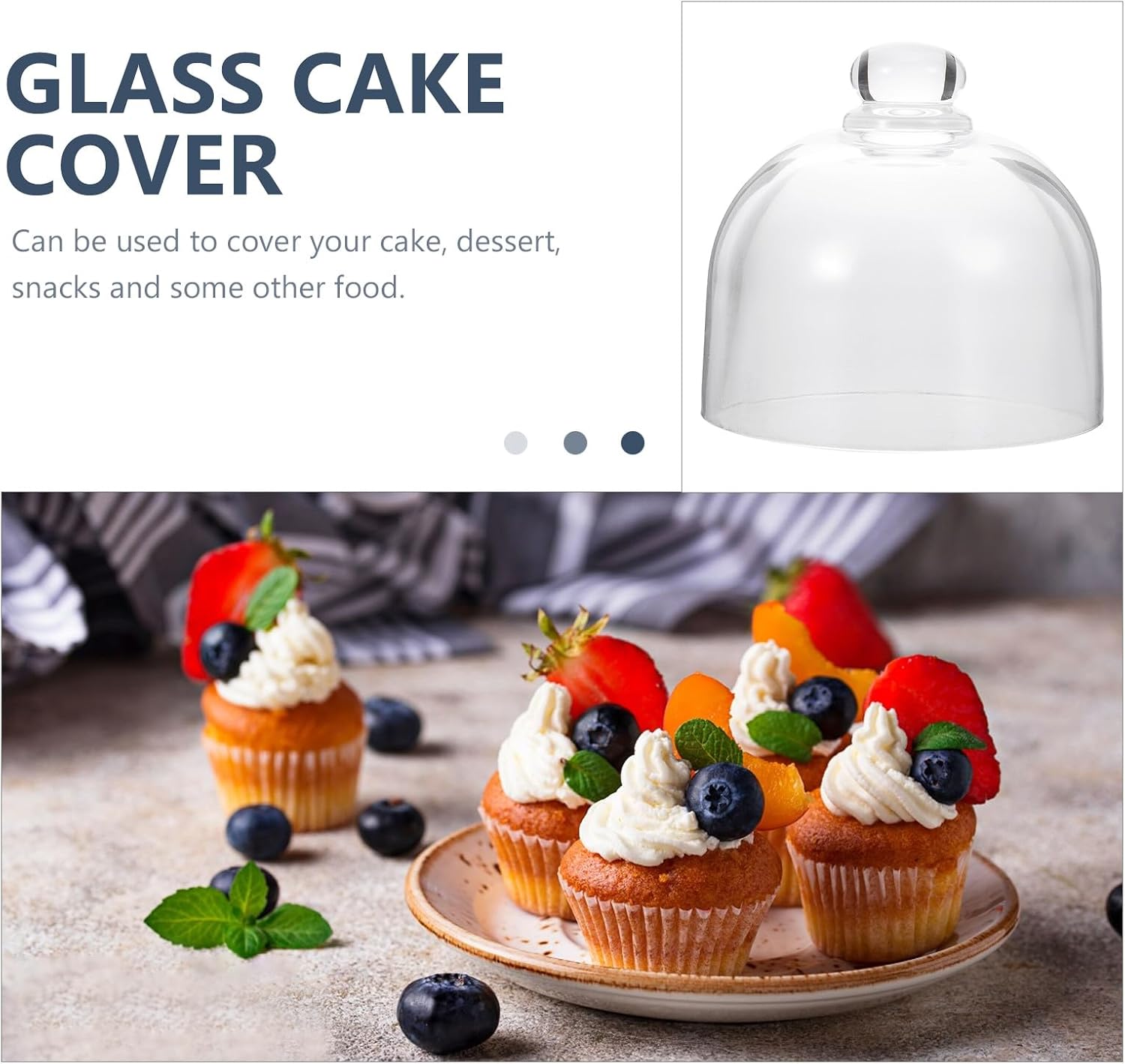 Glass Cake Cover Dome, Food-grade Dessert Protective Glass Lid, Household Cake Display Dome with Dustproof Food Cover for Home Dining and Party Serving