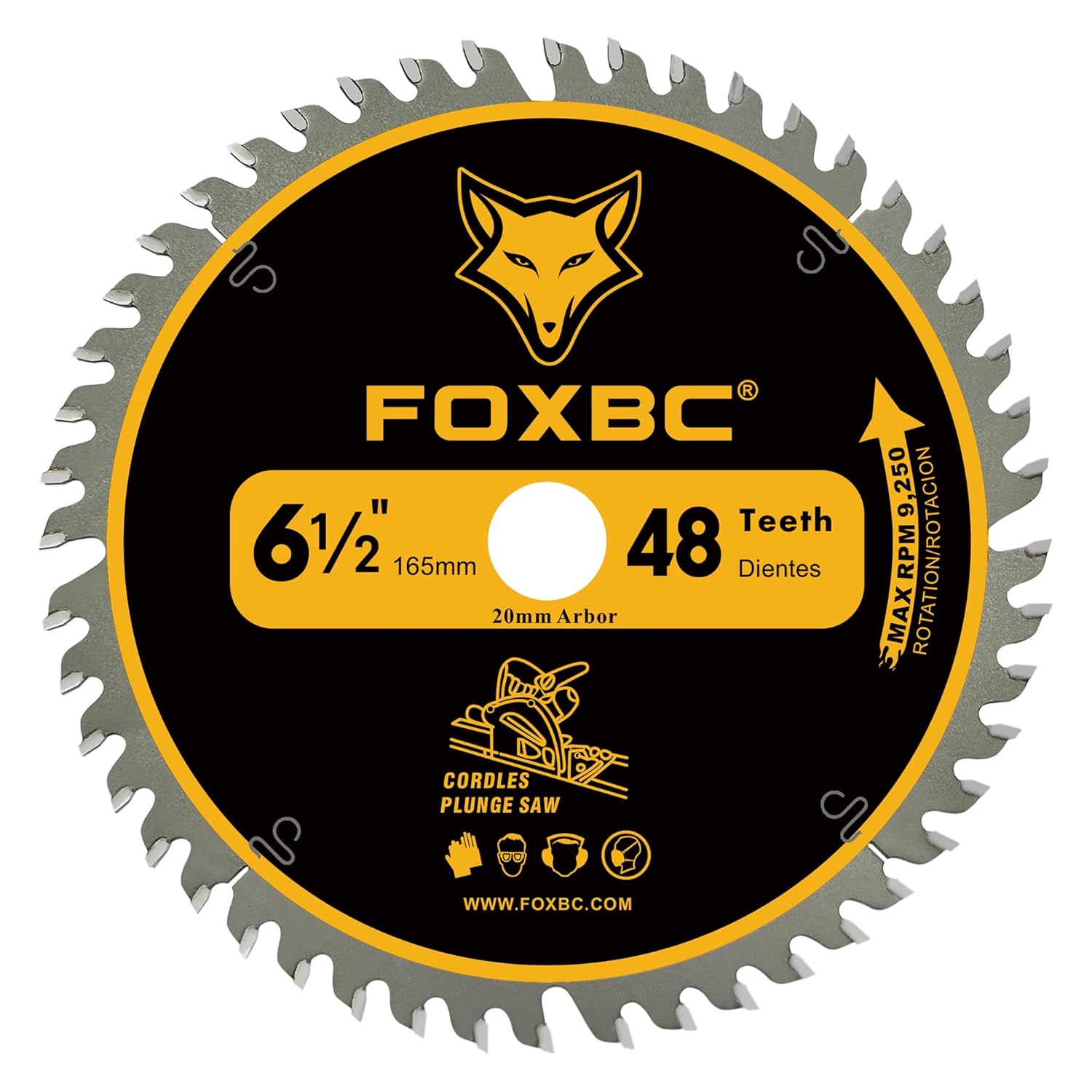 FOXBC 6-1/2" Track Saw Blade 48T Replacement for Makita Plunge Circular Saw, DeWalt Tracksaw, Wen CT1065