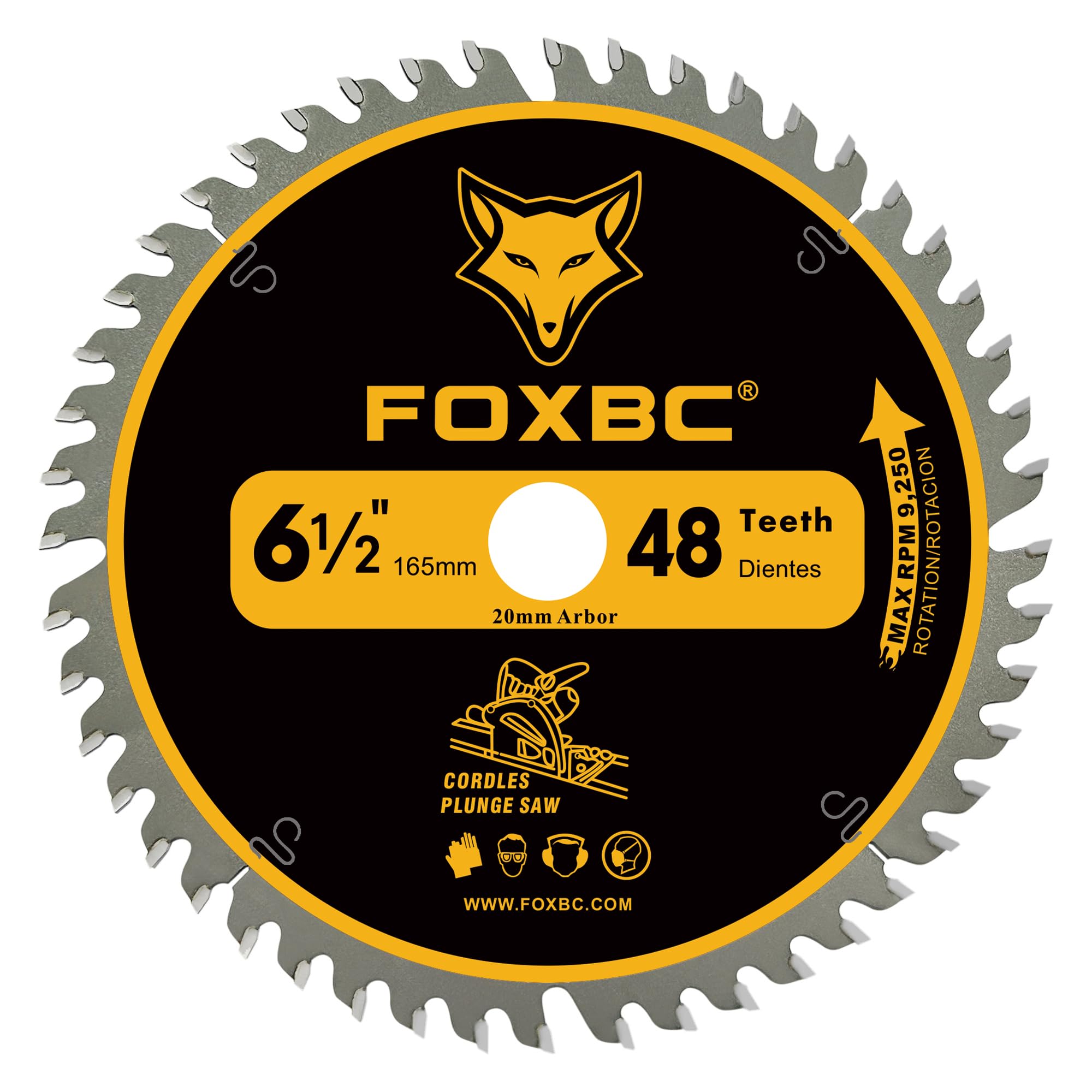 6-1/2" 165mm X 20mm 48T Track Saw Blade for DeWalt DWS520, Makita Plunge Circular Saw