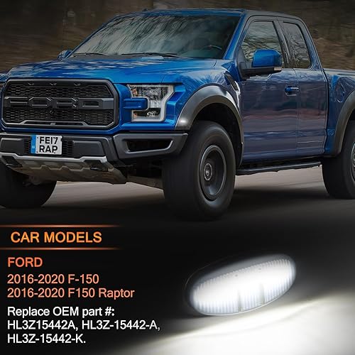 Miniatura 2 de POPMOTORZ Conjunto de 4 Luces LED Marcadoras Laterales de Guardabarros, 2 Luces Blancas de Extensiones de Guardabarros Delanteros y 2 Lámparas