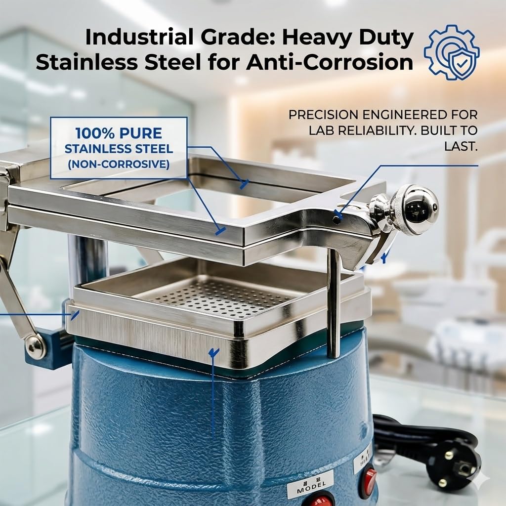 Vakuumformmaschine für Labor/1000W Dental Tiefziehgerät Edelstahl/Symmetrische Heizung/Molding von Gouttieres/Präzisions Laborzubehör/Robust/Effiziente Schienenformung