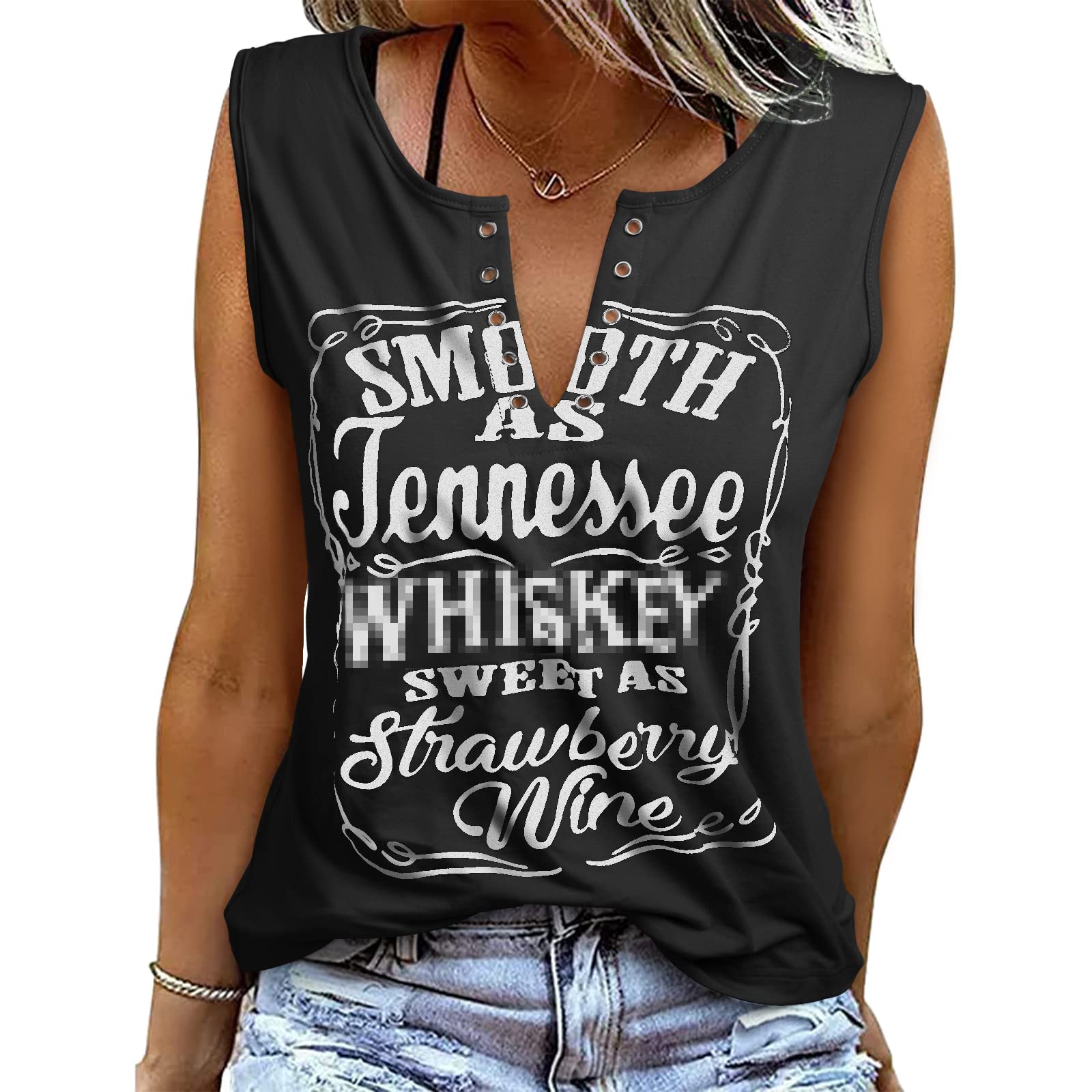 heekpek Camiseta sin Mangas Mujer Verano Cuello en V Casual Tops Estampado Camisetas Básicas sin Mangas Mujer Sexy Sleeveless Shirt tee