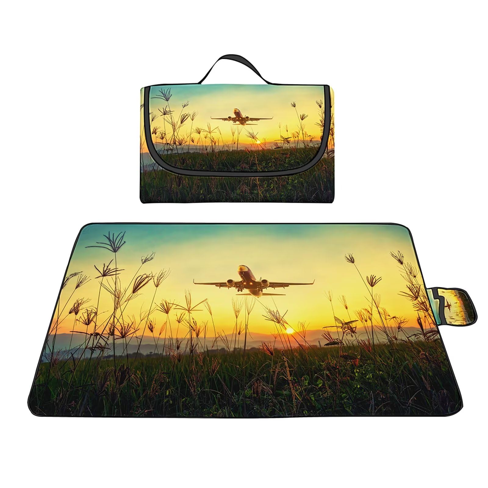 Tapis de Plage Imperméable Couvertures Pique-niques 150x200cm Sable et Lavable Tapis de Pique-Nique Portable Couverture de Plage pour Randonnée Plage Parc Voyage Coucher Soleil CréPusculaire