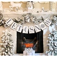 Let it Snow Winter Wonderland Banner, Wooden Sign Decor, Winter Banner for Mantle Indoor, Decoration for Inside Mantle Fireplace Party Window