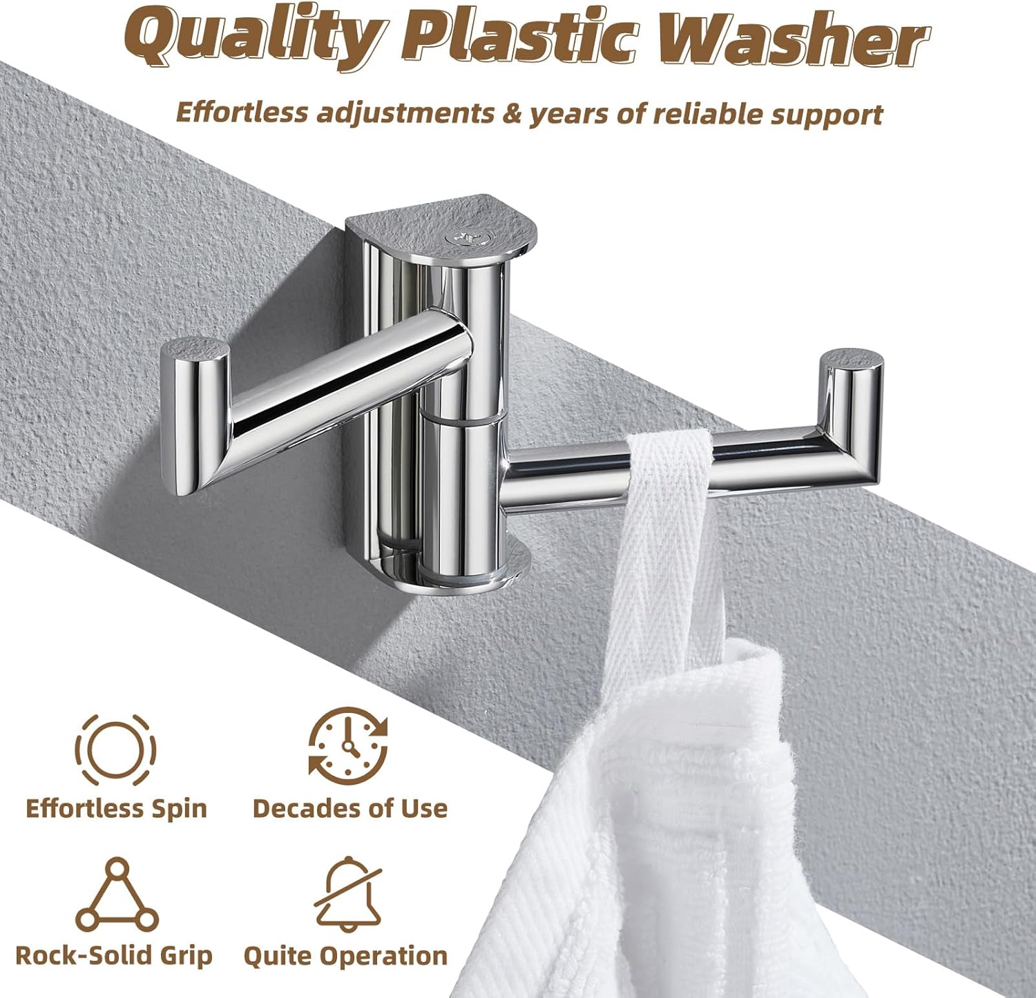 APLusee Polished Chrome 304 Stainless Steel Toilet Paper Holder with Shelf, Swivel Towel Hook Bundle, Wall Mounted