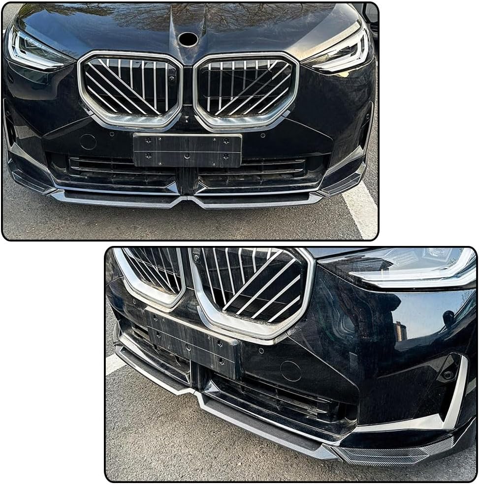 Carbon Look Front Lip Spoiler Compatible with BMW X3 G45 2025+ Sport Utility 4-Door ABS Car Front Bumper Lower Spoiler Lip Splitter Body Kit Trim Protection 4PCS