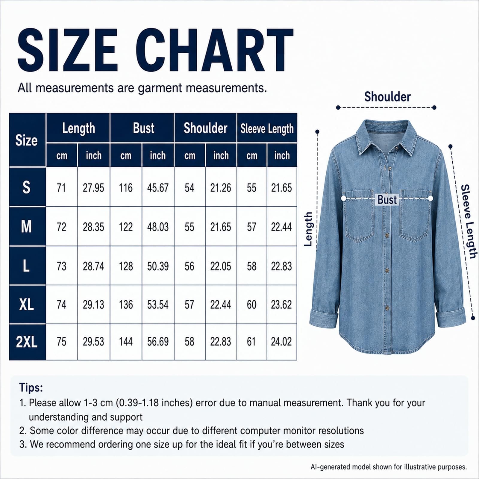 Camicia in jeans da donna, oversize, a maniche lunghe, con bottoni, con due tasche sul petto | Morbido denim con vestibilità oversize, abbottonatura continua e due tasche sul petto per una comoda stratificazione