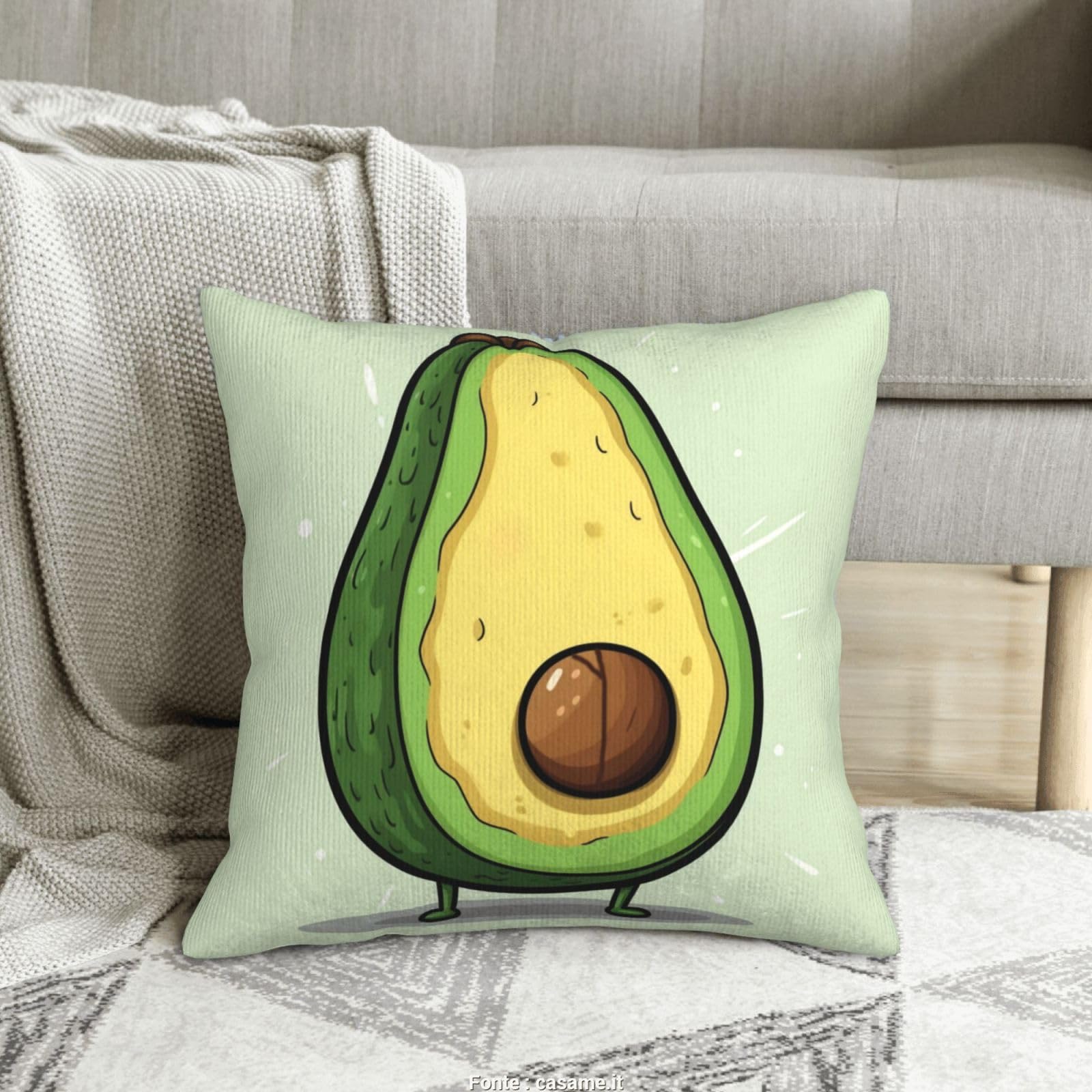 Housse de coussin velours côtelé doux haut de gamme imprimé avocat