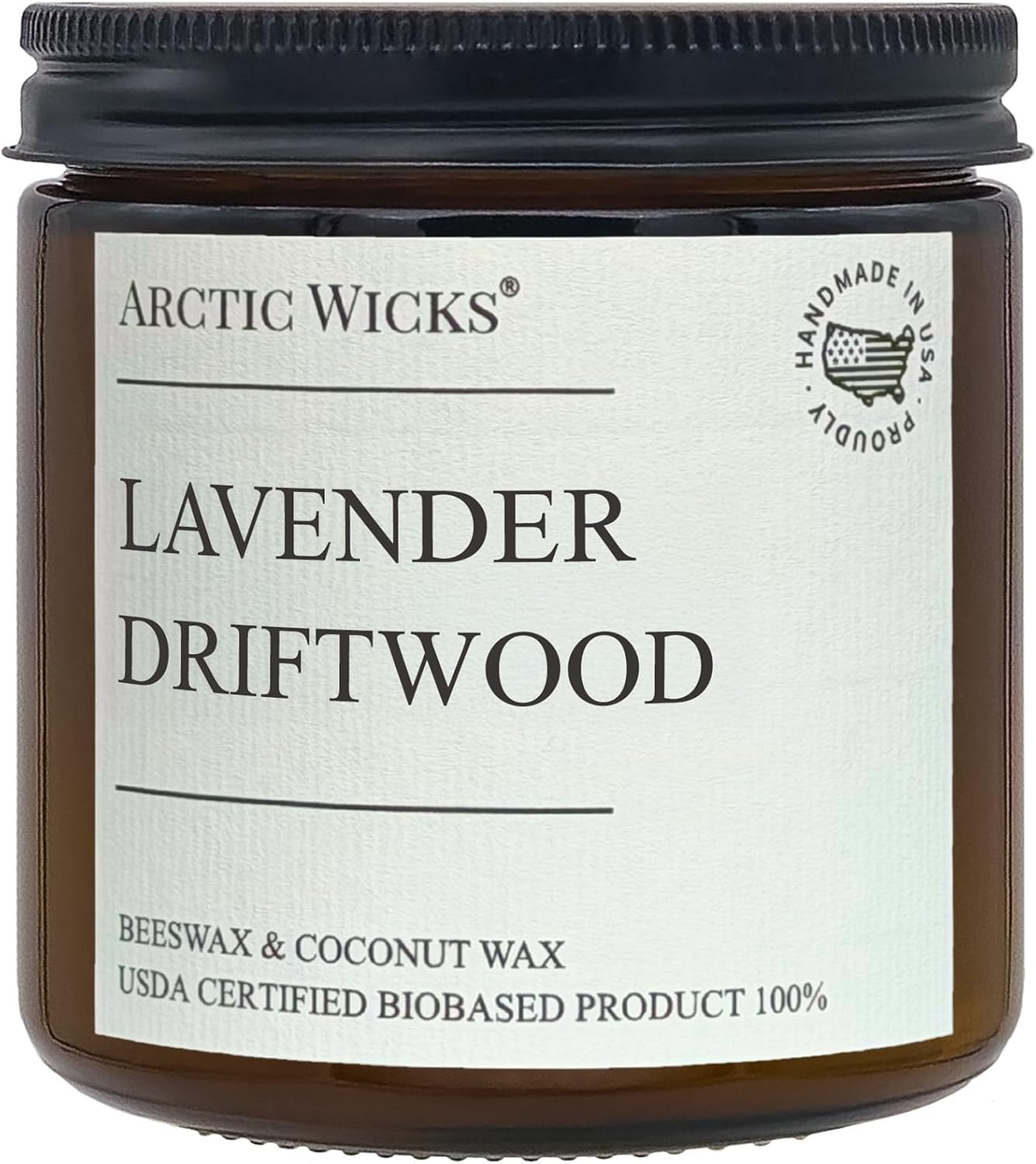 Arctic Wicks Lavender Driftwood Candle, 16oz Amber Jar