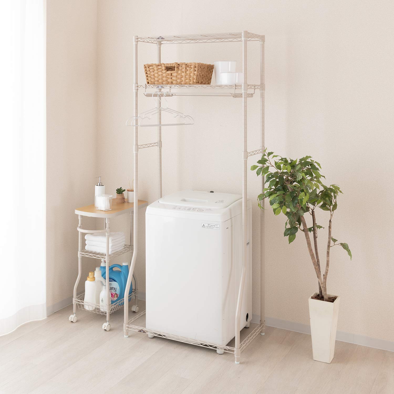 Amazon｜[ドウシシャ] ルミナスランドリー収納 アイボリー 幅76