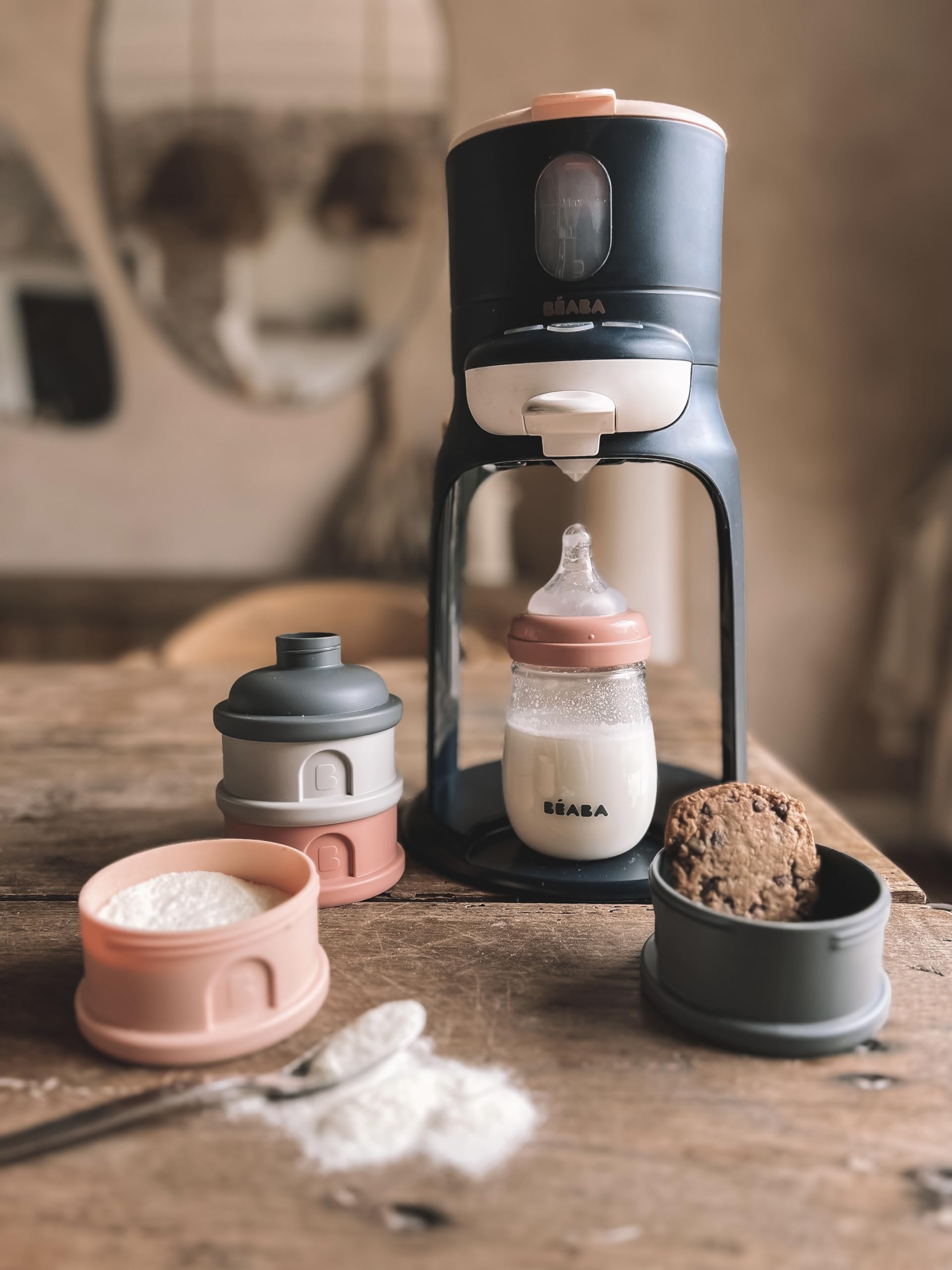 BÉABA, Flaschenbereiter/Wärmer Kleine Töpfe, Wasserspender mit exakter Temperatur, sofort, schnell, Bain Marie-Funktion, 2 Temperaturen, abnehmbarer Flaschenwärmer, Bib'Espresso, Dunkelblau