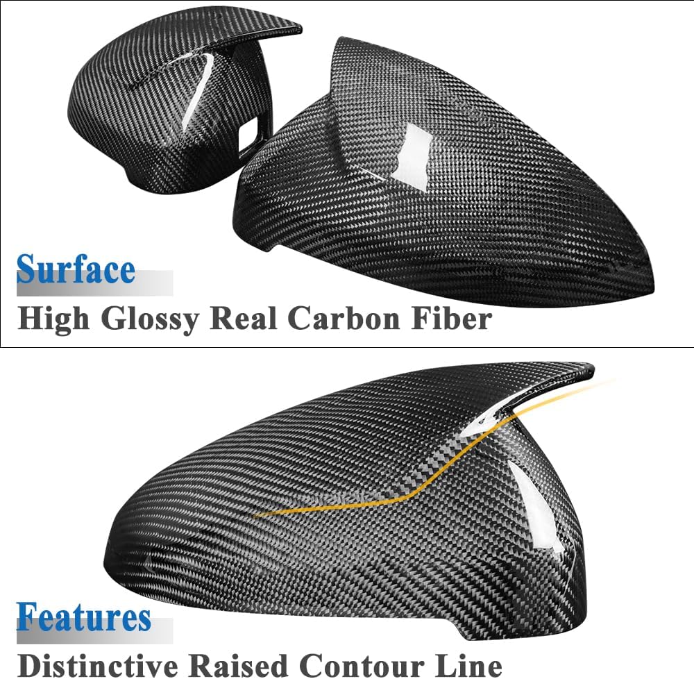 AeroBon Real Carbon Fiber Side Mirror Covers Compatible with 2017-2024 Audi A4 S4 (B9) Sedan With Lane Assist Mirror Caps