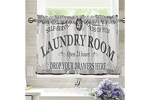 DOMIKING - Laundry Room Open 24h Valance Curtains for Windows, Light Filtering