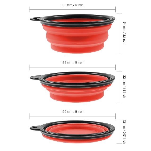 Foto 5 de 5 de PhoneNatic Cuenco Plegable de Silicona para Perros y Gatos, Color Rojo, 350 ml, 60014328