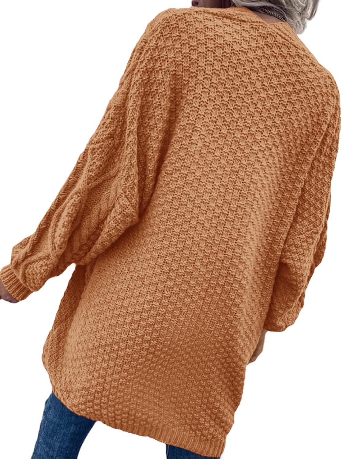 Dyexces Womens Oversized Cardigan Sweaters Open Front Cable Knit Lantern Long Sleeve Chunky Outwear Coats - Image 3