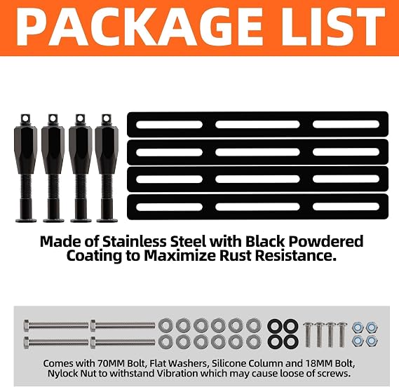 ALL-TOP Recovery Board Mount Kit, Universal Bracket for Traction Tracks, Adjustable DIY Lockable Pin Set for Roof Rack, Crossbar & Cargo Basket