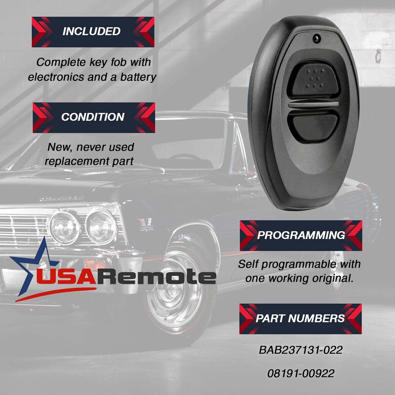 Car Key Fob Keyless Entry Remote fits Toyota Dealer Installed Systems (BAB237131-022, 08191-00870)