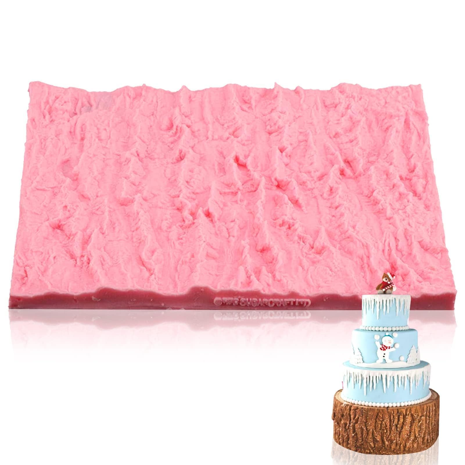 Cyrank Tree Bark Cake Fondant Mold, Cake Lace Baking Mold, Non Stick Fondant Impression Mat, Silicone Cake Decorating Mold