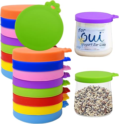 Oui Tapas - Paquete de 20 tapas reutilizables de silicona para frascos de yogur Yoplait