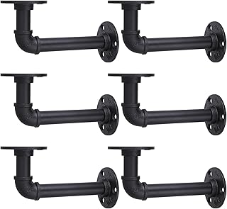 MUZIK Industrial Pipe Shelf Brackets, Wall Mount Floating Shelf Bracket ...
