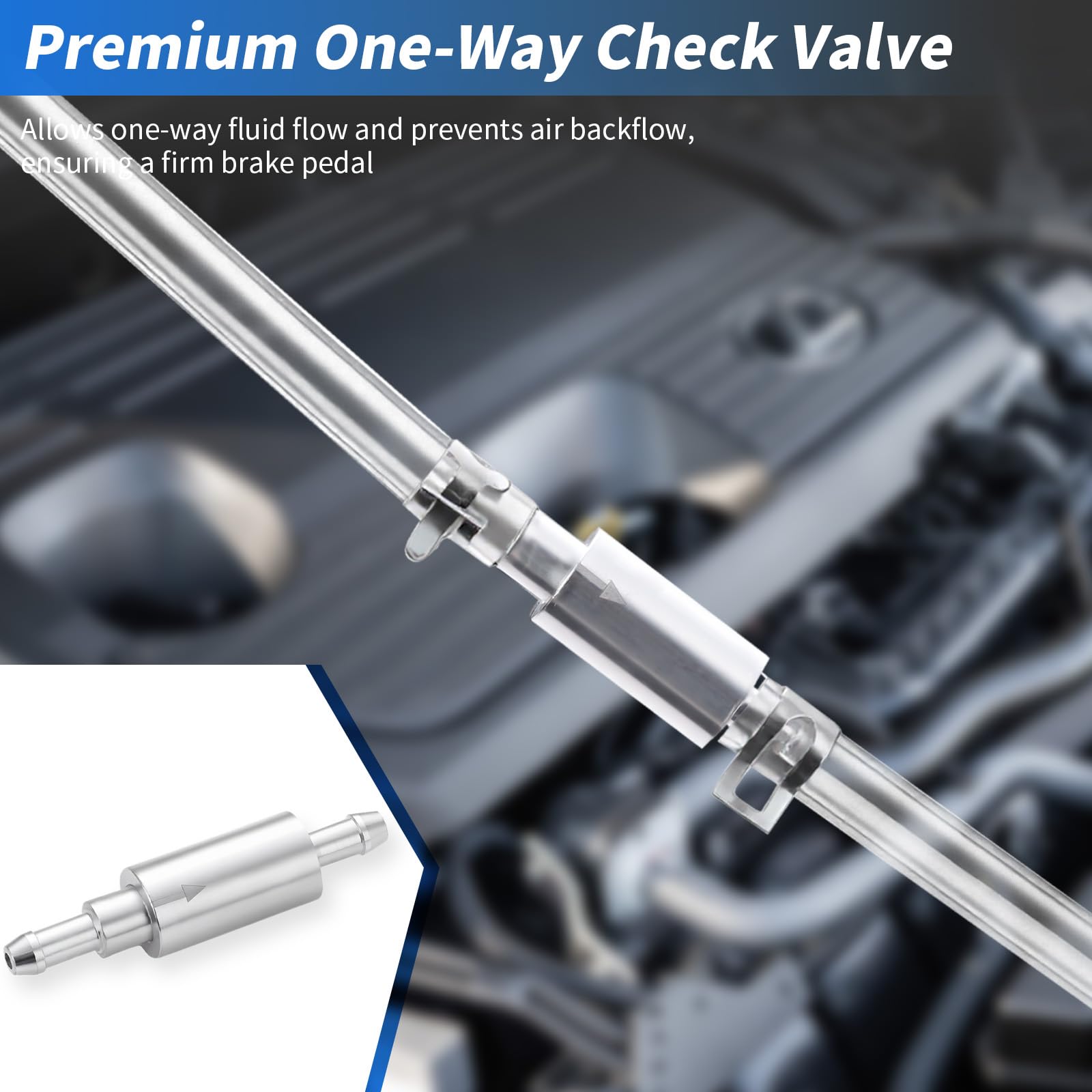 Kit de 4 mangueras de purga de frenos con válvula de retención unidireccional, manguera universal de purga de líquido de frenos, válvula unidireccional que evita el reflujo de aire para coche