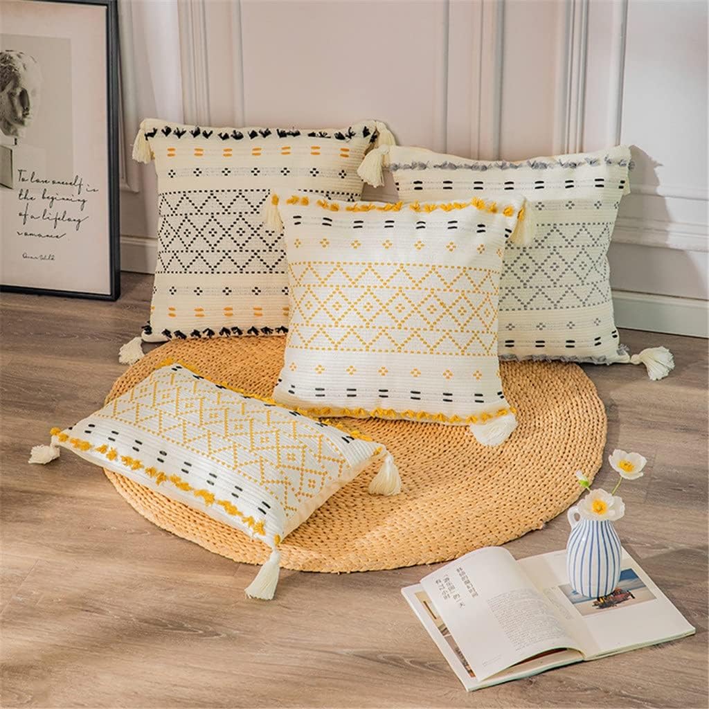 Home Pillow Square Decorative Pillows Cushion Cover for Sofa Bed Car Waterproof with Tassels Nordic Geometric Pillowcase
