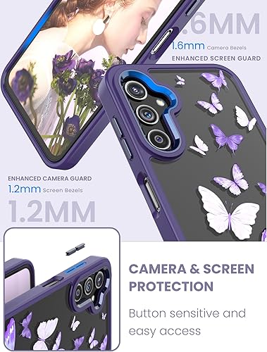 Miniatura 3 de Funda para Samsung Galaxy A14 5G con protector de pantalla de vidrio templado 2 unidades, protección de grado militar, TPU suave y policarbonato