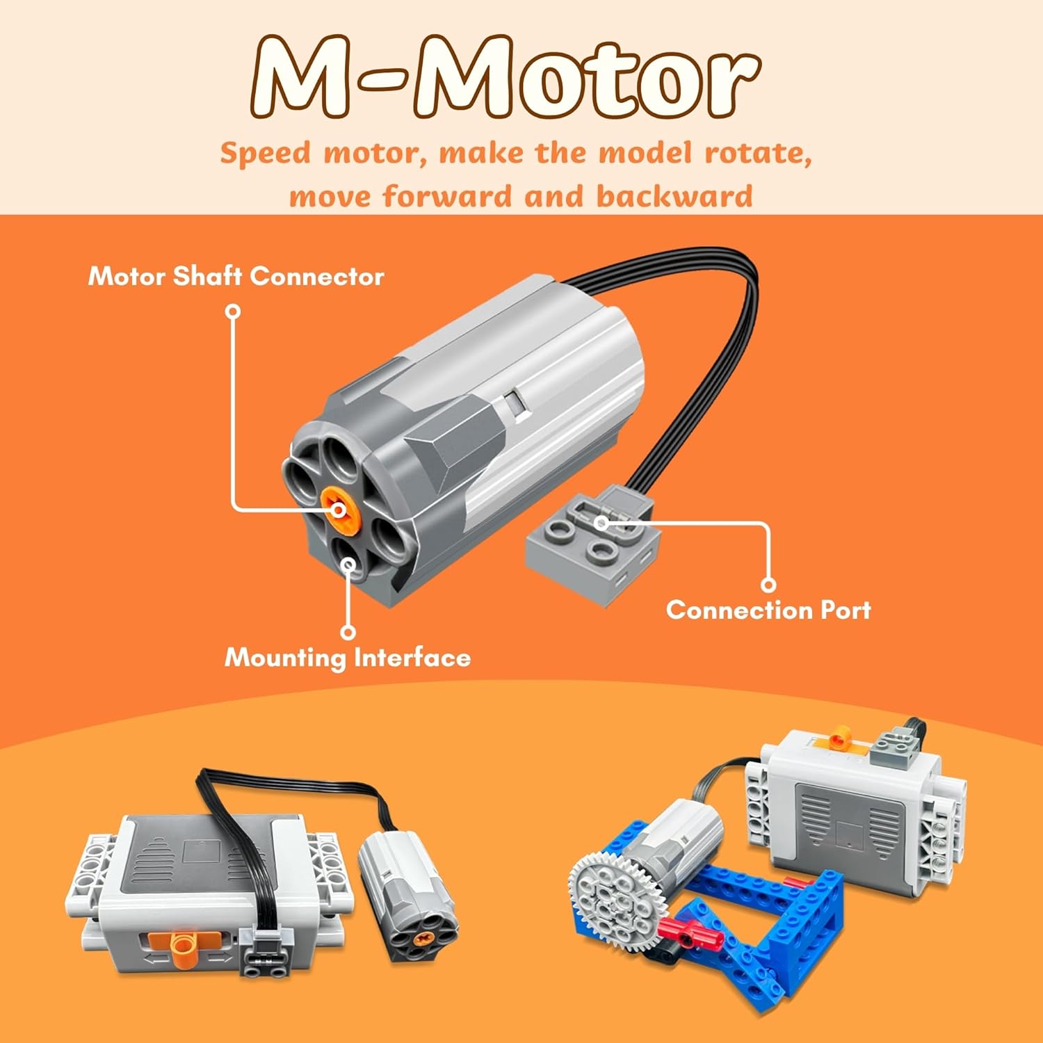 6-in-1 Motor Kit Compatible with Most Stud Building Blocks, Power Function Motor Set with Powerful Motors, Advanced Remote Control, DIY Motorized Building Set