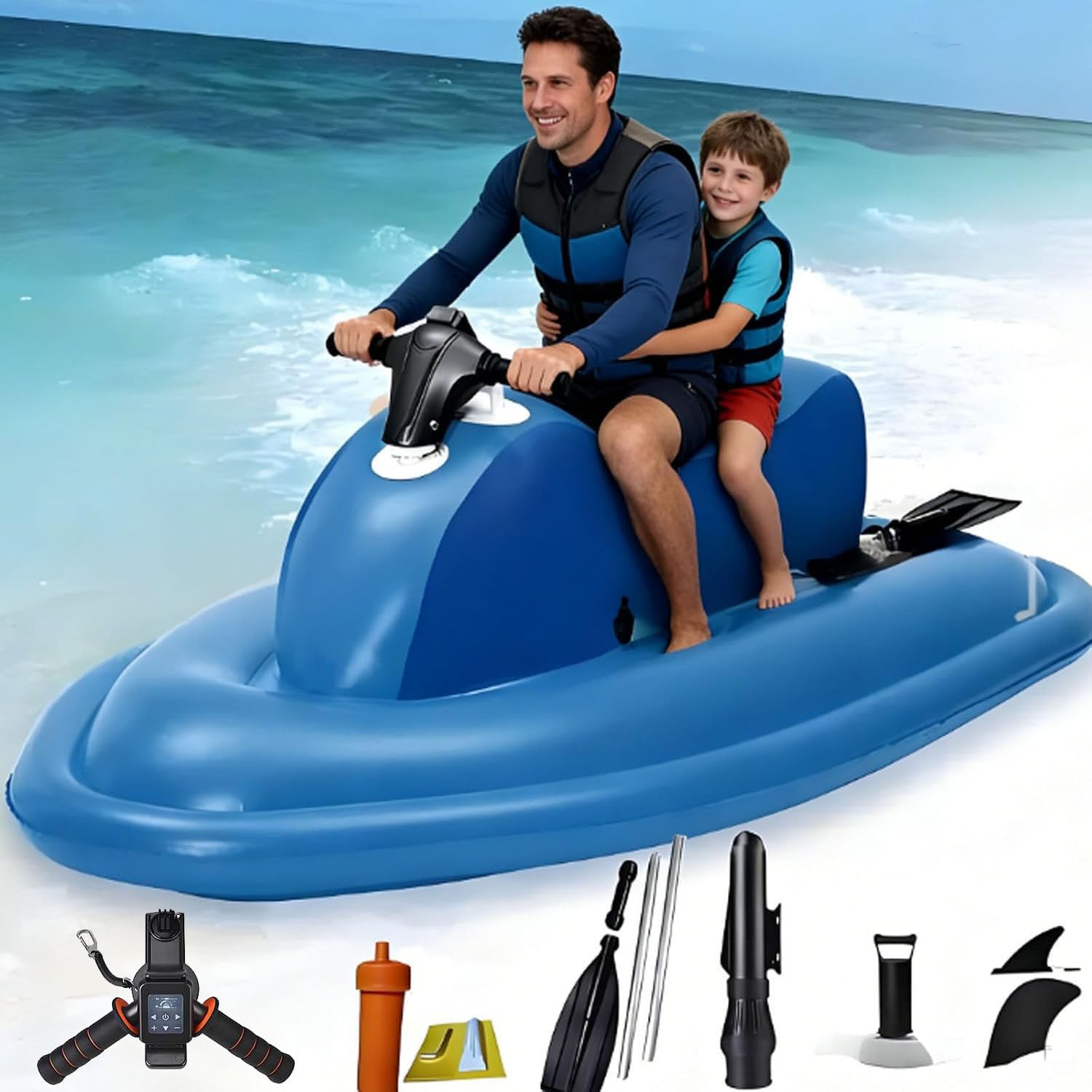 Mlyyydss 500W16a Inflatable Jet Boat, Inflatable Jet Ski With 500W/700W Scooter, Electric Motor Boat, Electric Water Surf Boat, Inflatable Foldable Motorboat, Sea Diving Swimming Equipment,Motorboat