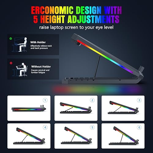 Miniatura 4 de Almohadilla de refrigeración para laptop con 12 ventiladores silenciosos, portátil delgada para soporte enfriador de laptop de 12 a 17.3 pulgadas,