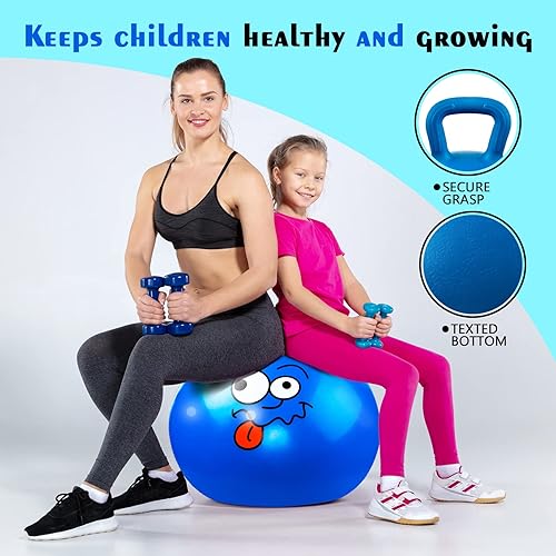 Miniatura 7 de EVERICH TOY Bola de tolva, pelota que rebota con asa, juguetes de salto de 20 pulgadas, juguetes de salto de Hoppity Hop, juguetes para sentarse y