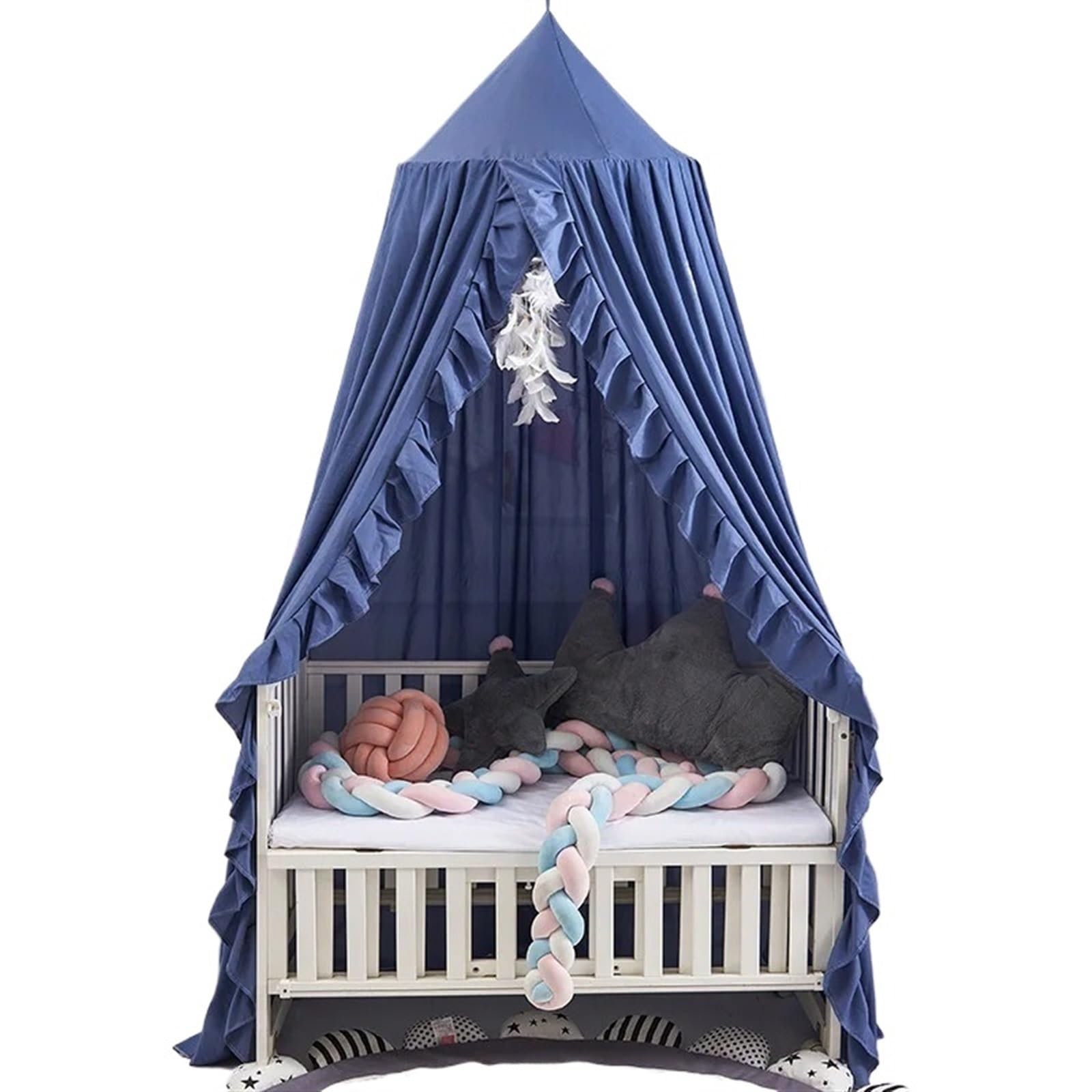 CGUOHU Hanging Kids Bedding Dome Bed Curtain Canopy Mosquito Net Bedcover For Reading Playing Home Decor For Bed(Blue)