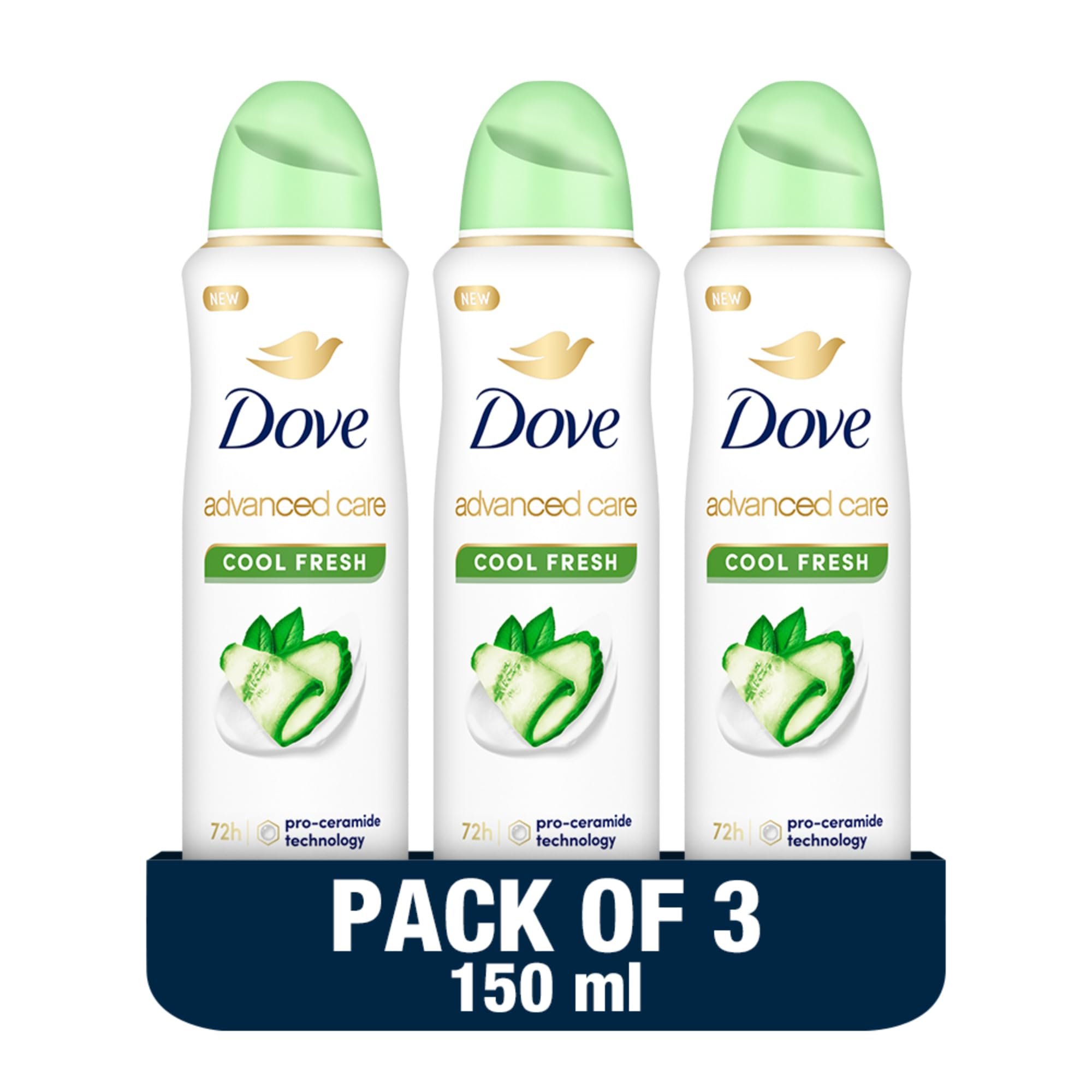 Dove Advanced Care, Antiperspirant Deodorant Spray, Cool Fresh, 72H Sweat & Odor Protection & Moisturizes with Pro-Ceramide Technology, 150ml x 3