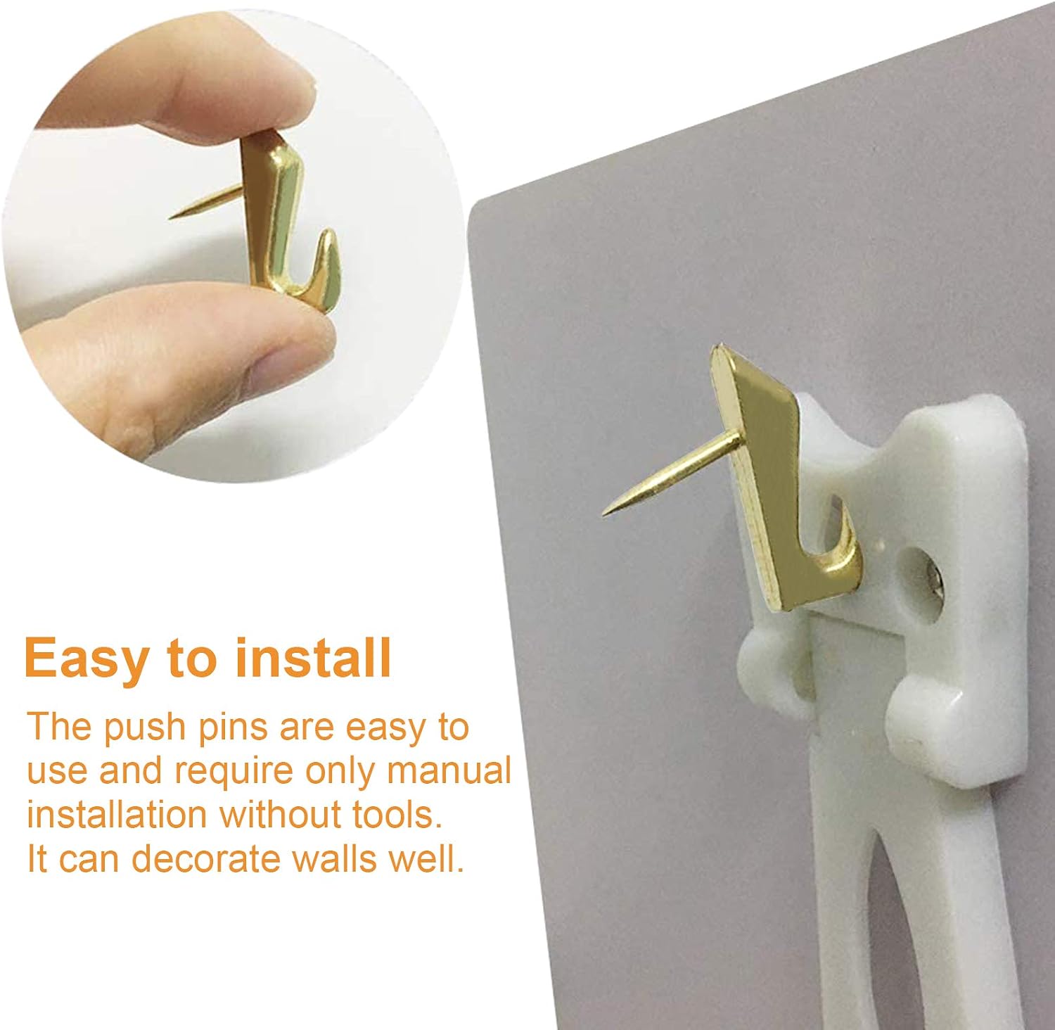 MOROBOR Painting Hanger, 30Pcs Gold 20lbs High-Heeled Style Pin Hooks Picture Hanging Nails for Home Office Wooden Fabric Wall - Image 4