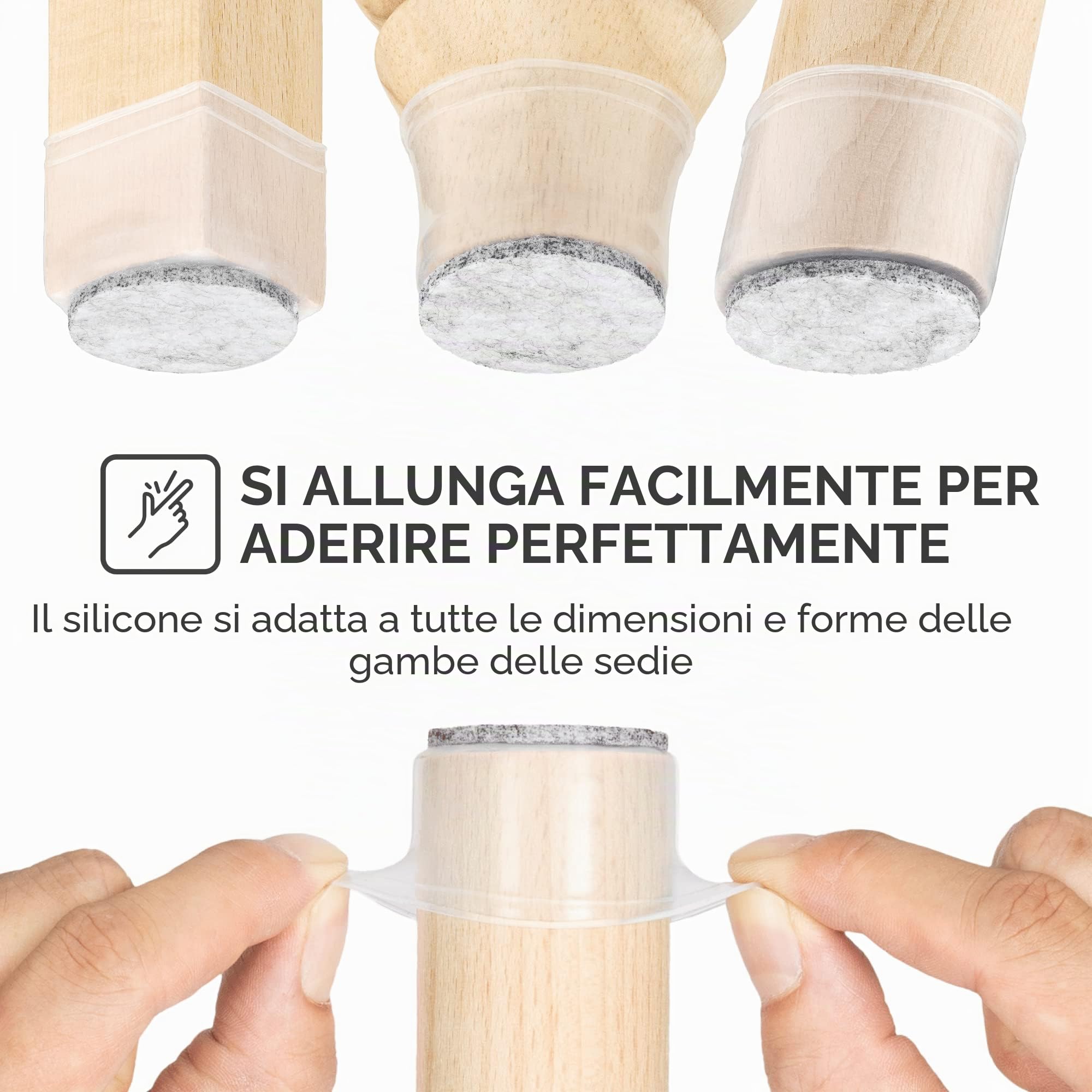 Aneaseit Protezioni per gambe della sedia, 3,8 cm x 16 pezzi, in morbido silicone, per piedini di mobili e pavimenti in legno, misura media