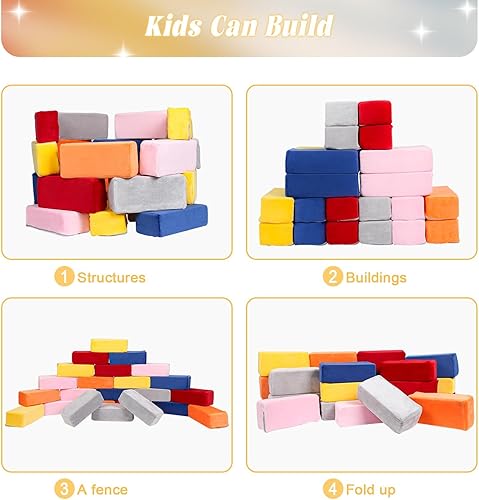 Miniatura 5 de Bloques de construcción de espuma para niños, paquete de 24 bloques de espuma suave para niños pequeños, juego de juguetes de bloques de Paquete