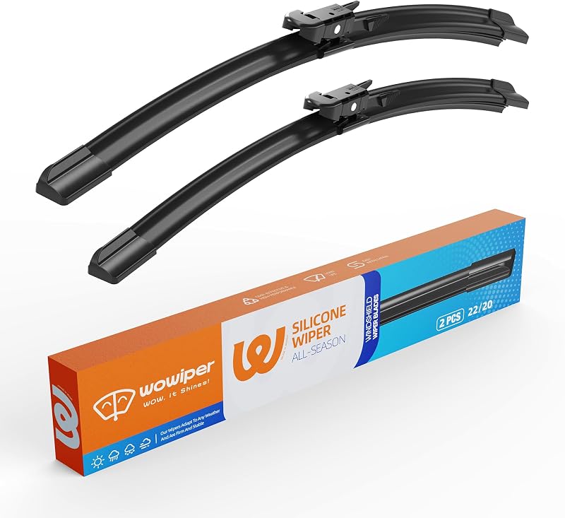 Palhetas de limpador de para-brisa de silicone WOWIPER 55,88 cm + 50,8 cm para Ford Mustang e Lincoln MKZ – Par