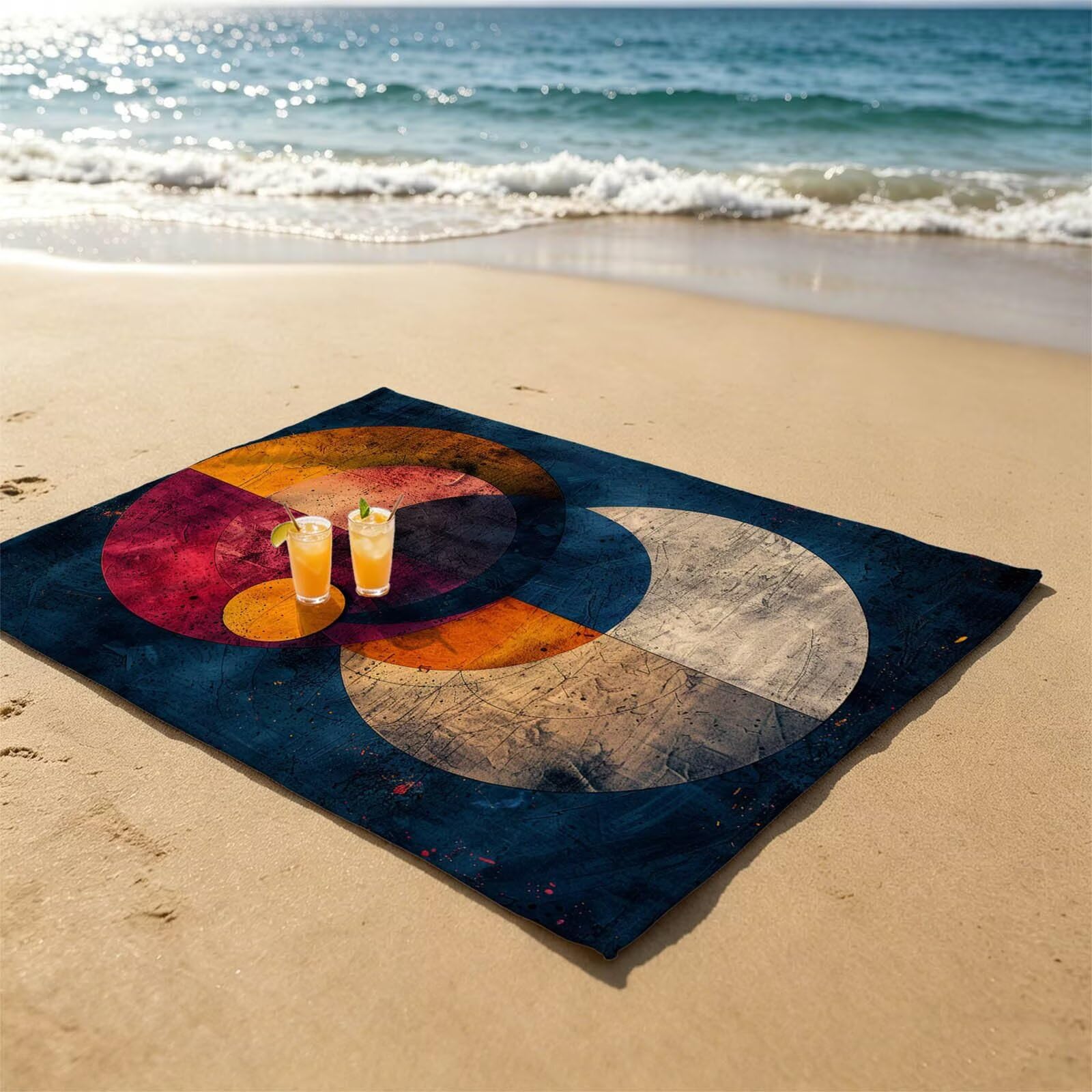 Toalla Playa Grande 220x160 Vacaciones Accesorios Viaje, Toalla Playa Redondo Suave Cómodo Secado Rápido, Sencillez Toallas Baño Grandes 160 x 220cm para Yoga Fitness Natación Sauna Baño XTLS-2206