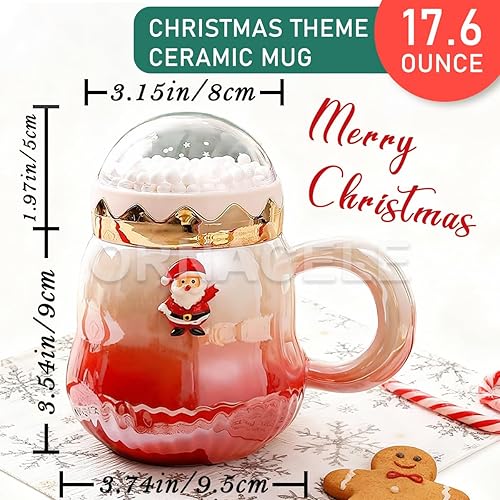 Miniatura 2 de Taza de Navidad, lindas tazas de té de cerámica con tapa de Santa, taza novedosa para leche, café, chocolate caliente, regalo de Navidad para